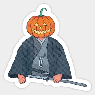 Halloween Pumpkin Head Samurai Sticker